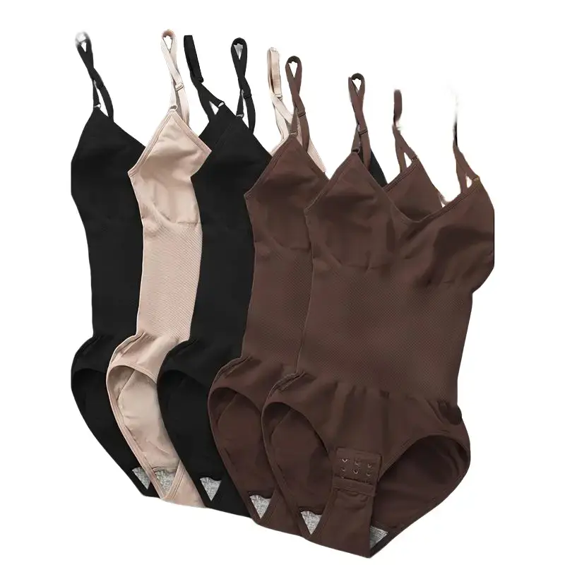 Women's 1-Pack Seamless Suit Shapewear Bodysuit, Nylon Spandex Close-Fit Undergarment with Tummy Control, Tummy Lift & Hip Lifting, Stretchy Smooth Solid Color for Travel & Daily Wear