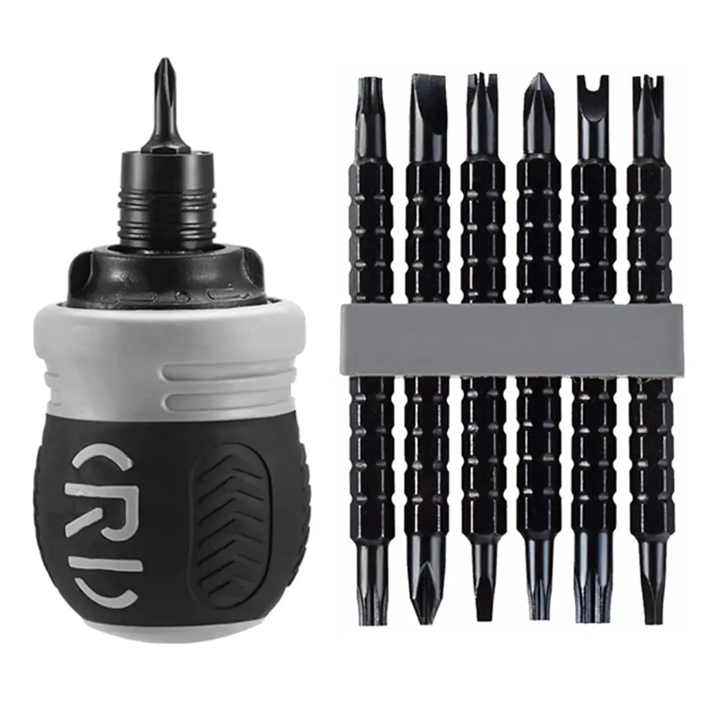 Short ratchet screwdriver CR-V hardened hard dual-purpose screwdriver head Telescopic dual-purpose screwdriver cross Slotted screwdriver head Screwdriver powerful magnetic multi-function Fathers Day Gift