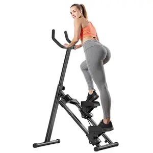 Foldable Vertical Climber Exercise Machine - 350LB Capacity Home Gym Equipment with 6-Level Adjustable Handlebar, Non-Slip Pedals & LCD Monitor