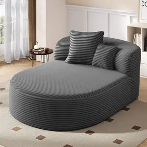 Modern Chaise Lounge Sofa Boneless Couch 51.6" Sofa Bed Compression Sofa Couch with Two Supportive Pillows for Living Room