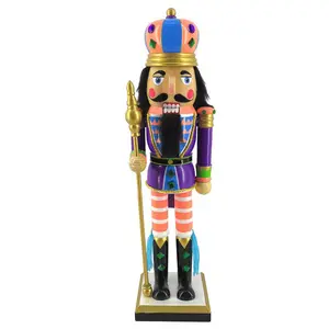 Funky King Nutcracker in Purple Jacket with Crown 14 Inch