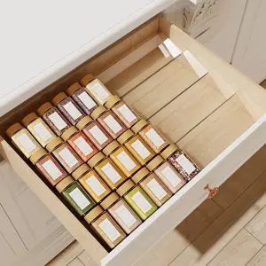 4PCS Kitchen Spice Organizer Box Set, Stackable Clear Acrylic Seasoning Rack Display Stand Set for Spice Jars and Bottles, Suitable for Drawer Cabinet and Countertop Storage, Home Kitchen Sorting and Organization Shelf