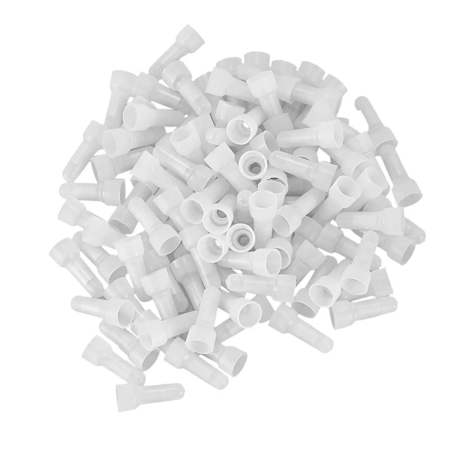 100pcs White Insulating Closed-End Crimp Caps Wire Connectors, 22-16 GA AWG Crimping Terminals for Car Security Installations