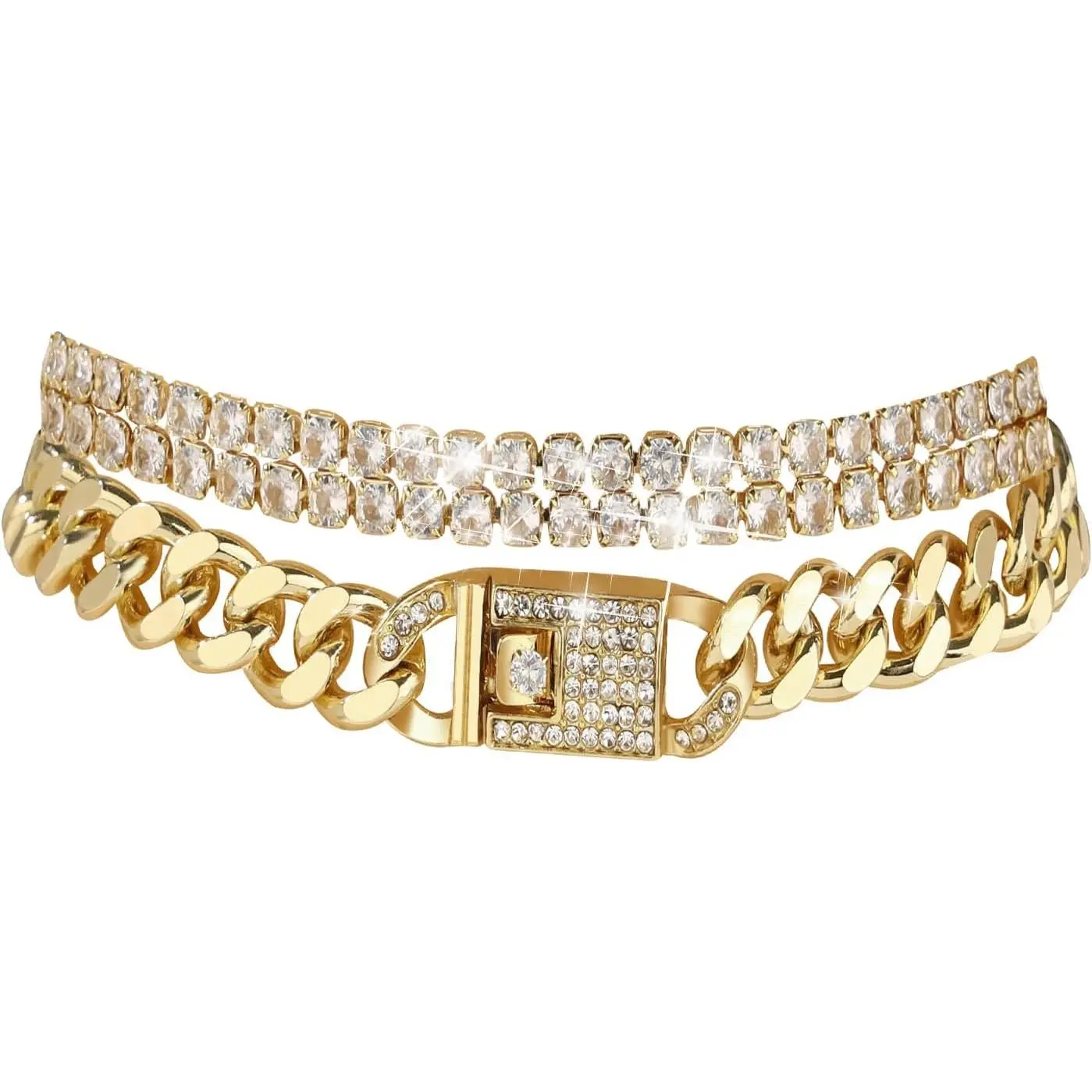 14K Gold Anklets for Women Waterproof Rhinestone Ankle Bracelet Layered Cuban Link Chain Diamond Anklet Beach Jewelry for Women