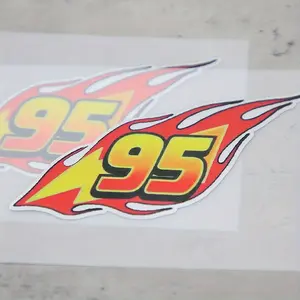 2PCS/SET Flame Number "95" Car Sticker for Car Body/Motorcycles, Motorcycle Stickers, Highlight Racing Anime Style, Inject Racing Passion DNA, Trendy Decoration, Vehicle Exterior Decoration, Sticker Decals