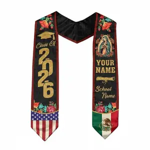 Mexican Graduation Sash Style Graduation Stole Class of 2026 Sash, Custom Graduation Gift for Student , Mixed Flag Graduation Scarf