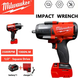 Milwaukee M18 Brushless 1/2" Impact Wrench - 1000N.m Max Torque, 3500RPM,  Only or  with 1 Battery & 1 Charger for Auto Repair and Heavy Duty Work tool kit set