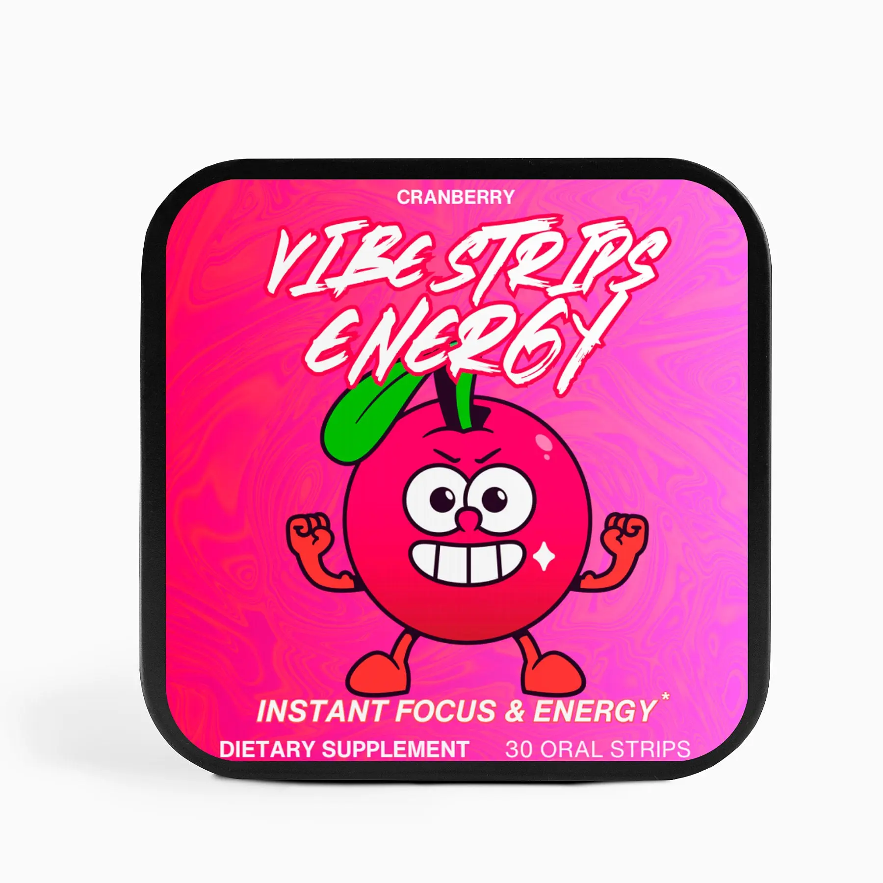 VibeStrips Energy: Cranberry-Flavored Caffeine Oral Strips - Boosts Energy & Focus with L-Theanine & Vitamin B12 - Sugar-Free, Vegan, Gluten-Free