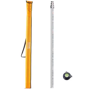 【FathersDayGift】VEVOR Aluminum Grade Rod,  , 16-Feet/8ths 4 Sections Telescopic Measuring Rod,Double-Sided Scale 1/8in Leveling Rod Stick,Aluminum Alloy Survey Rod with Bubble Level &Carrying Bag for Houses,Walls,Floors