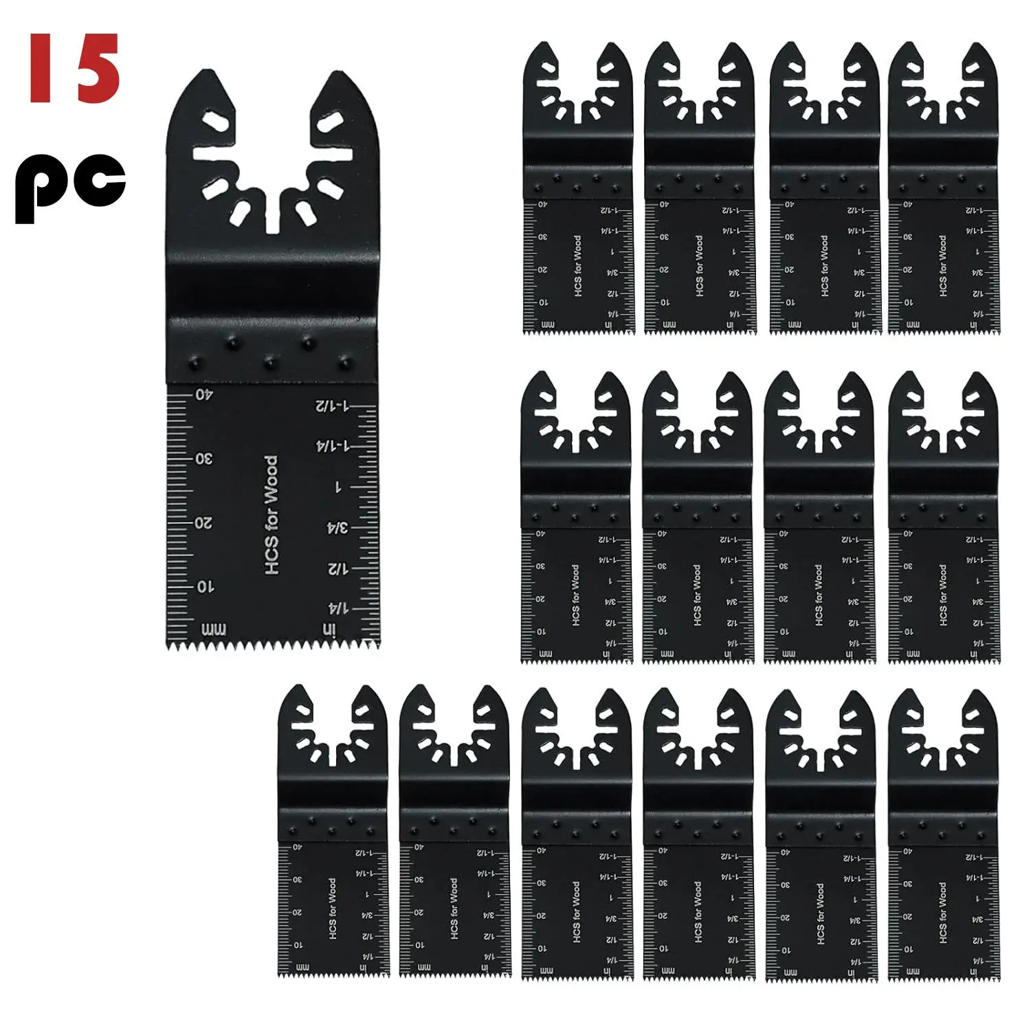 15-Piece Durable High Carbon Steel Universal Oscillating Saw Blade Set, Easy to Install Multi-Cut Blades for Wood/Plastic & Soft Metal, Compatible with Dremel, Milwaukee & Most Multitools for Home DIY Projects