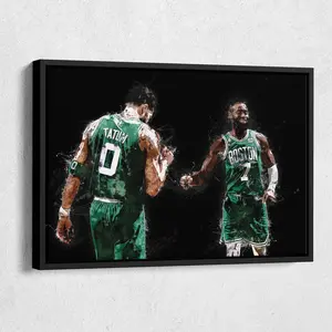 [Basketball Coming - Sale Up To 40%] [No Frame] Jaylen Brown & Jayson Tatum Basketball Poster Wall Art, Boston Basketball Wall Decor for Home, Modern Sports Wall Poster