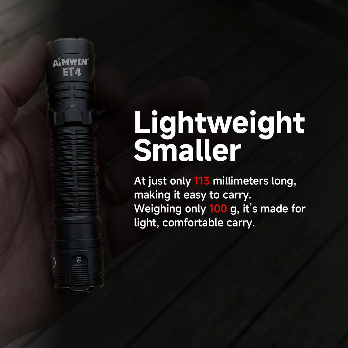 AIMWIN ET4 3500 Lumen EDC Flashlight, USB-C Rechargeable, Compact, High Lumen with Clip, Lanyyard, Sliding Lock Switch Sticker