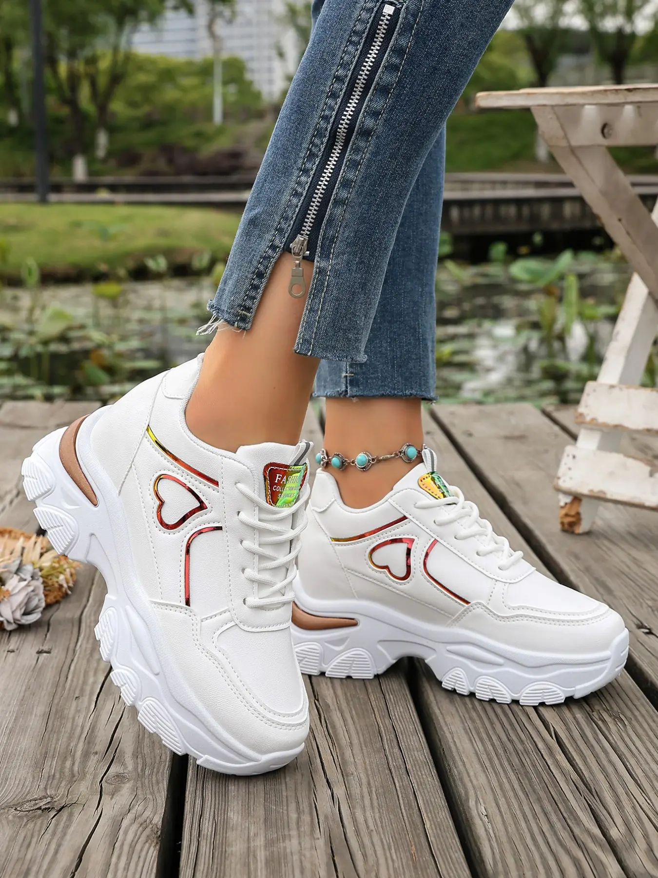 New Laser Heart Insole Dad Shoes, Thick Sole Anti-Slip Breathable Athletic Sports Shoes, Walking Shoes, Versatile Slimming Casual Sneakers Footwear, Trendy Sneakers, Thick Soled Sneakers, Stylish Sneaker, Trending Sneakers, Athletic Trainers