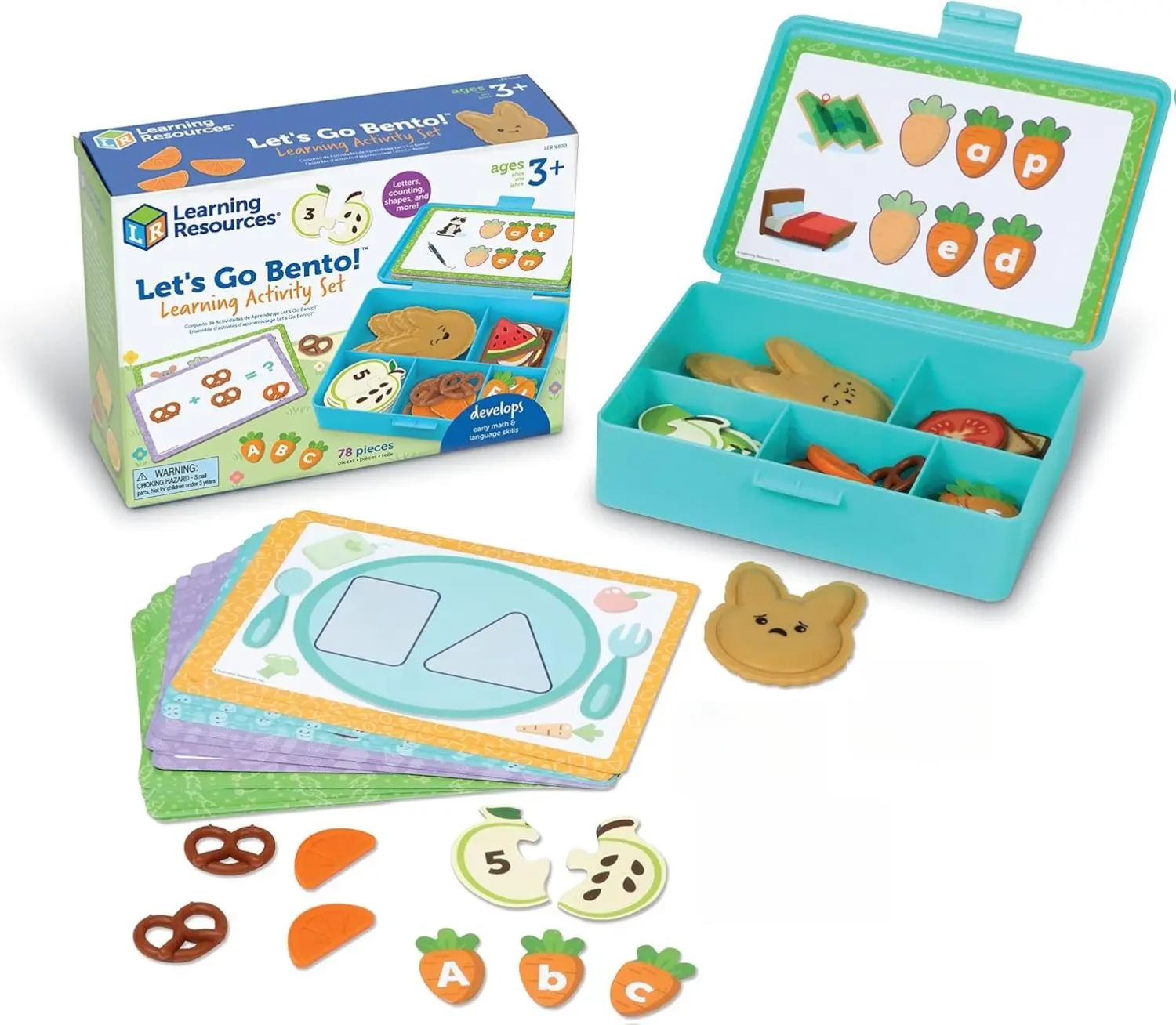 Learning Resources Let's Go Bento! Activity Set - 78 Pieces, Montessori-Inspired Preschool Toy for Ages 3+, Develops Fine Motor & Social Emotional Skills, Feelings Learning Games