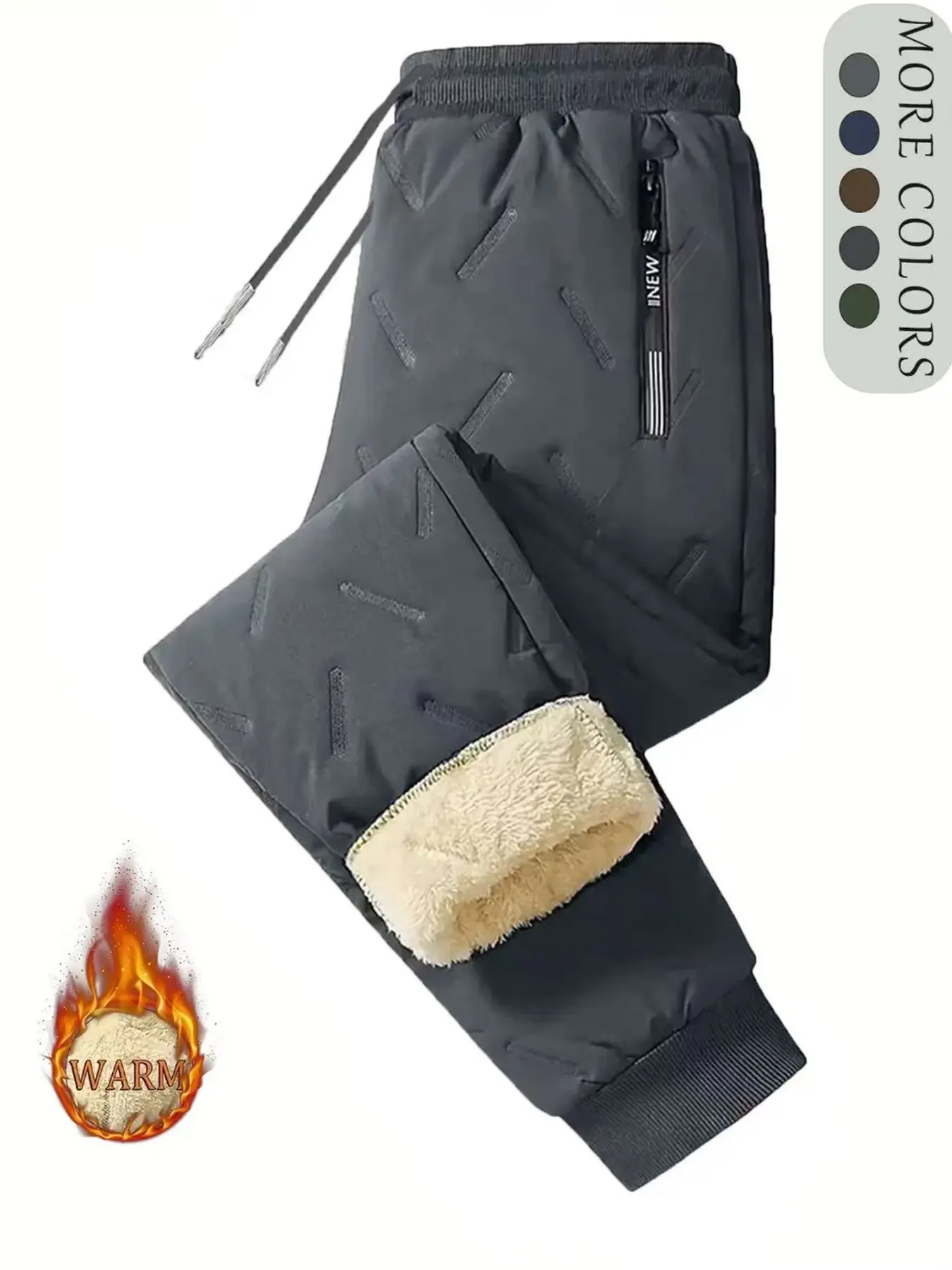Men's Fleece Lined Warm Sports Sweatpants with Zipper Pockets, Versatile Running & Hiking Pants, Comfortable Winter Wear, Fitness Training Pant, Athletic Pants, Athleisure Style Bottoms, Fitted Sweatpants, Jogging Pants