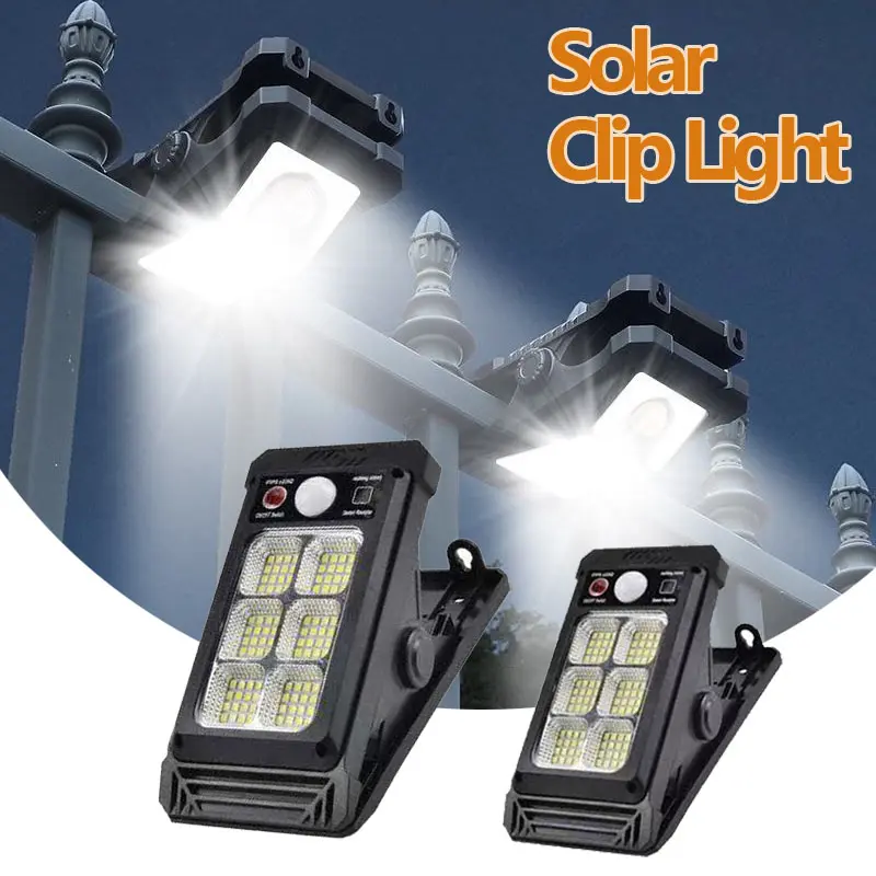 Clip On Solar Lights Outdoor Motion Sensor Wall Light, Garden Outdoor LED Clip Light, 3 Modes Exterior LED Lamp Fixtures IP65 Waterproof for Porch Patio Fence Camping Garden