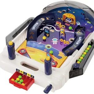 Desktop Marble Machine with Obstacles, Space Chess Board Game, Pull Launcher, Dual Control, Ball Storage Tray, 1-2 Players Arcade Game