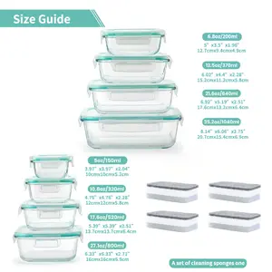 2026 Spring New Arrival, 8 Pack Borosilicate Glass Food Storage Containers (8 Containers+1 Utensil) Stackable Airtight BPA Free Oven/Microwave/Freezer/Dishwasher Safe