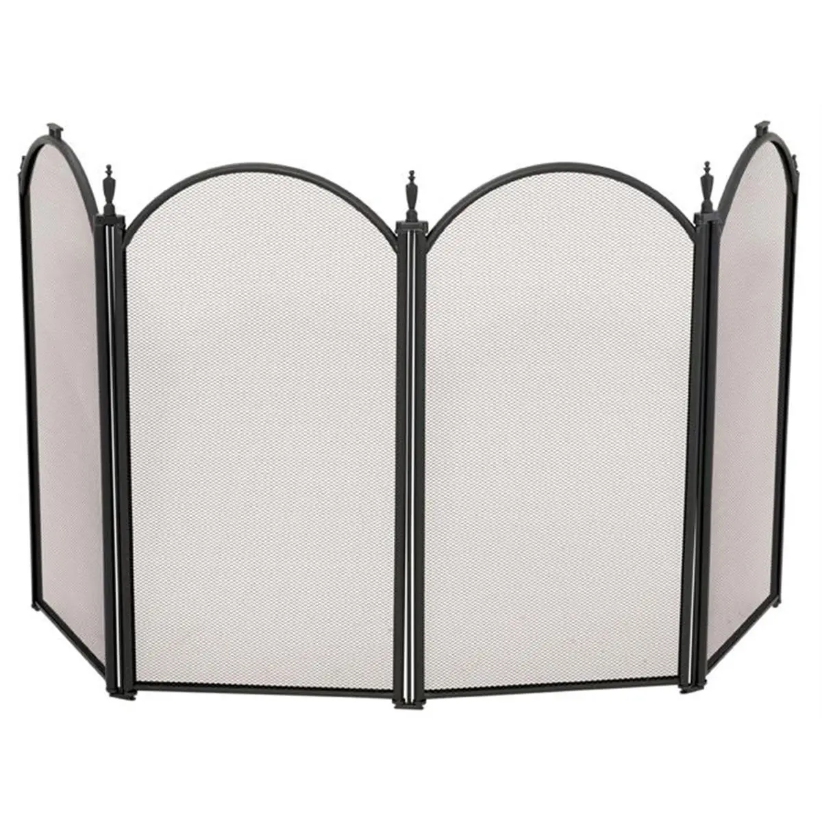 212 MAIN Foldable Triple-Plated Iron Fireplace Screen, 4-Fold Design, 25 in H (Folded) 24.5"h x 52"w, Sturdy Frame, Superior Craftsmanship, Black Mini Festive Home Decor