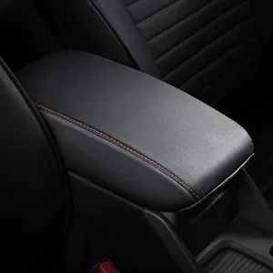 Premium Custom-Fit Leatherette Center Console Armrest Seat Cover, Anti-Scratch, Stitched Edge Armrest Pad, Back Seat-Install Car Interior Accessory for 2013-2018 RAV4