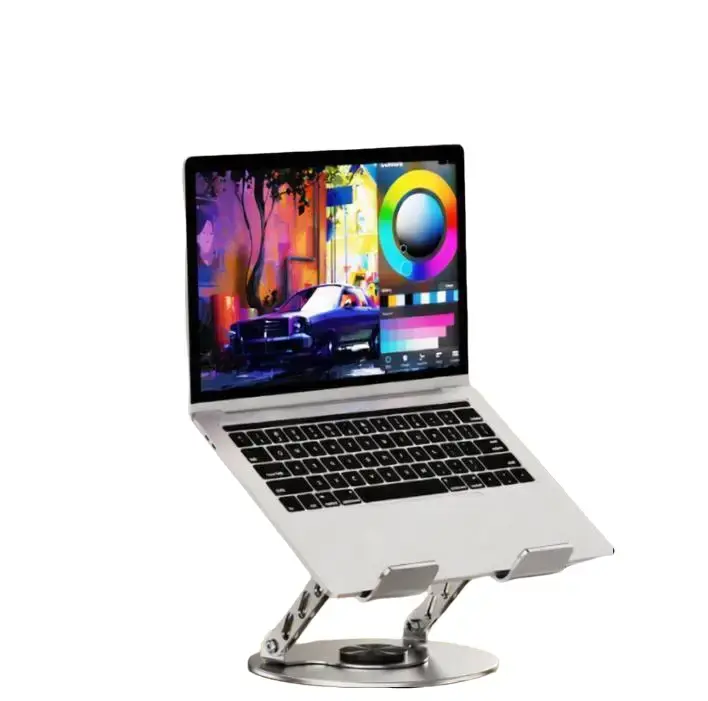 All Metal Rotating Laptop Cooling Stand, Ergonomic Foldable Height Riser Holder for 10-17.3 Inch Notebook