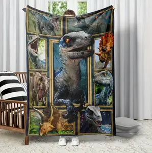 Dinosaur 3D Print Flannel Blanket Soft Cozy Fleece Throw with Vibrant Prehistoric Designs Durable Tear Resistant 60x50 Inches Machine Washable Perfect Gift for Kids or Adults Dinosaur Room Decor