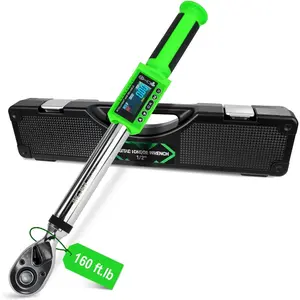 UPGRADE 1/2 Inch Drive Digital Torque Wrench 8-160FT-LB/10-220N.M, Torque Range Accurate to 2%, Electric Torque Wrench with Buzzer and LED Flash Notification for //Auto Repair