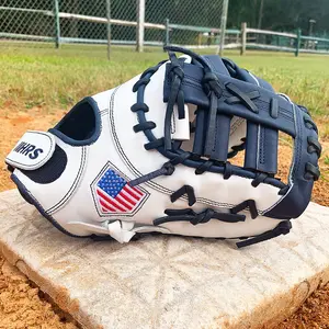 Hit Run Steal 13" Softball 1st Base Mitt - White & Navy