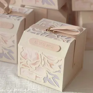 Bulk customized wedding luxury simple souvenir packaging with handles