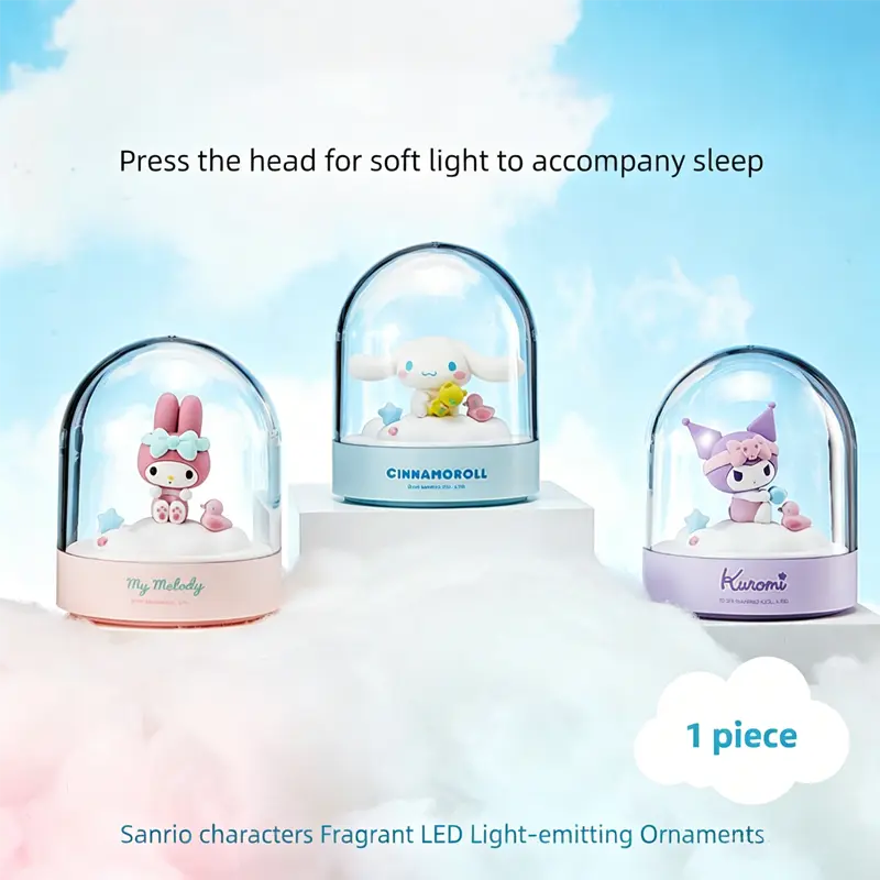 MINISO SR Characters Kuromi Fragrance LED Light Ornament - Led Decoration Lamp, Delicate Shape, Soft Glow, Exquisite Desktop Decor, Ideal Gift for Sanrio Enthusiasts