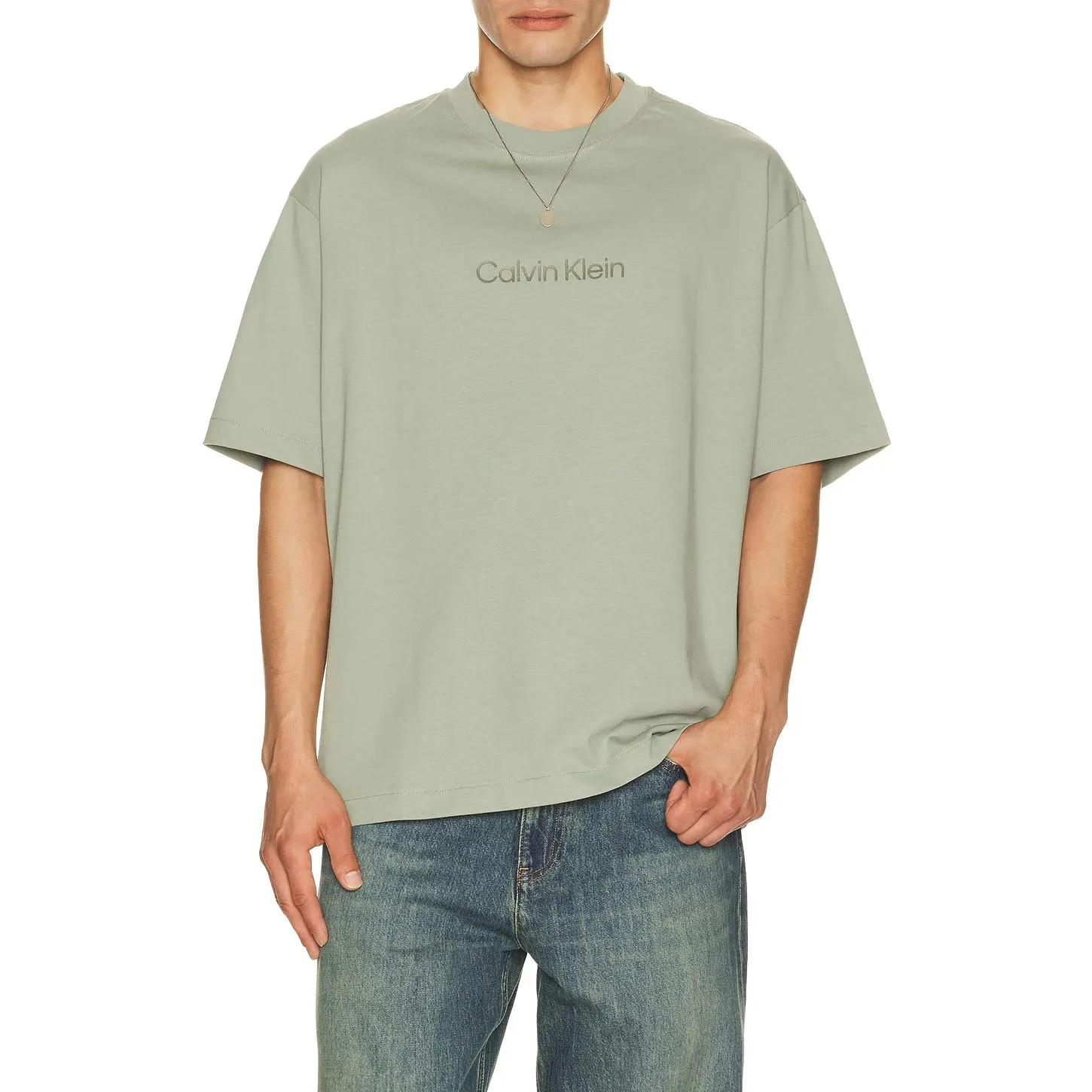 Calvin Klein Relaxed Standard Logo Crew Neck Tee in Shadow