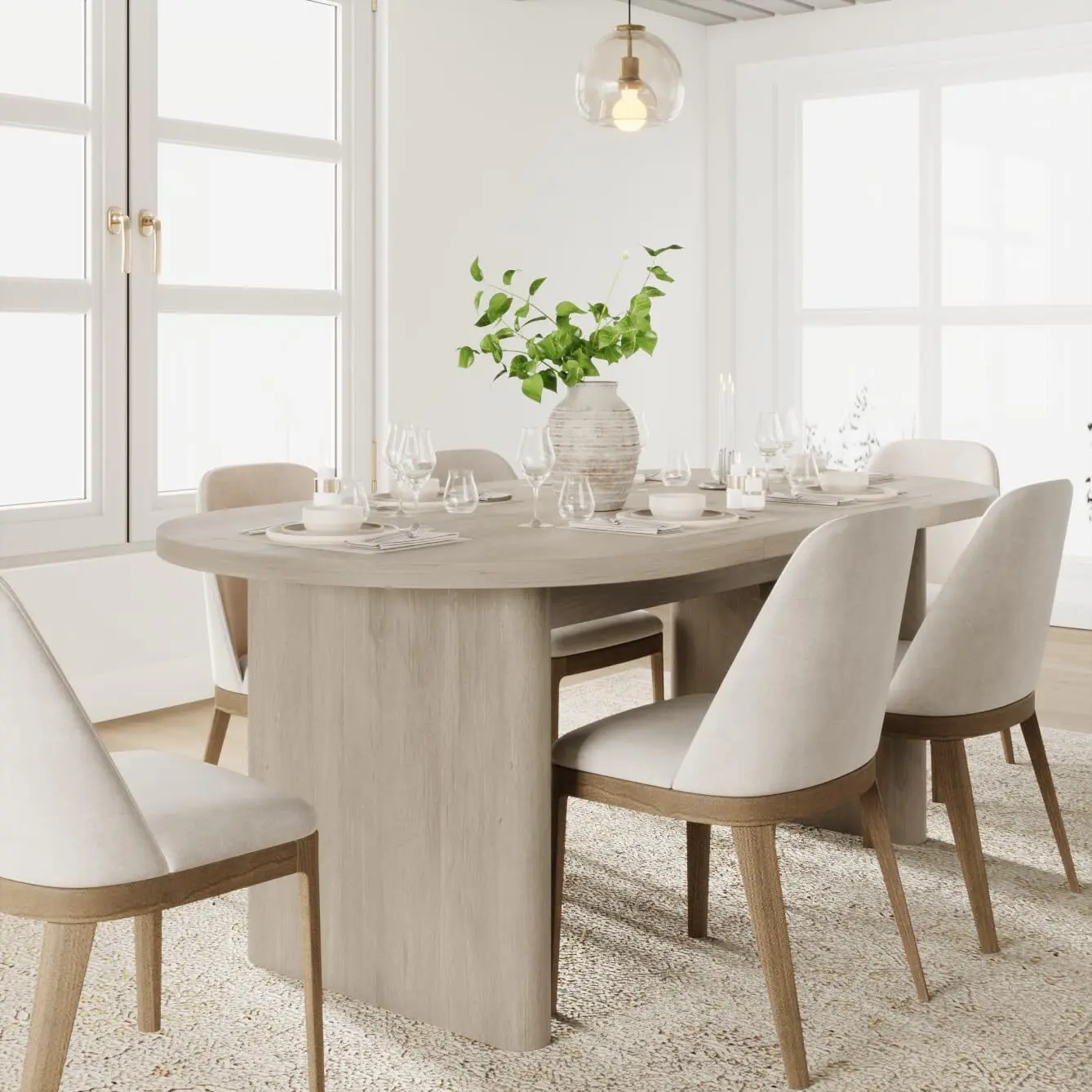 Gaomon 70-Inch Modern Oval Flat-Top Dining Table Set - Sturdy Wood Base, Seats 6-8, Large Farmhouse Modern Family Piece for Kitchen, Living Room, Grey, Modern Family Dining Table