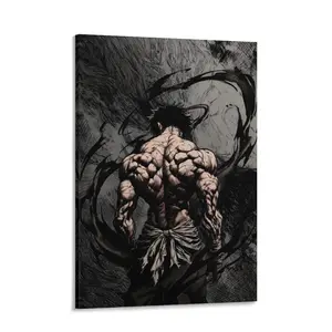 Baki Hanma Gym Wall Art, Yujiro "The Ogre" Motivational Canvas, 3 Piece Workout Poster Set, Bodybuilding Room for Gym, Bedroom & Living Room Decor, Training Inspiration Gift Framed or Unframe