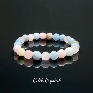 Morganite Bracelet Natural Healing Bracelet with 8mm Beads for Adults Customizable Length for Balance and Harmony