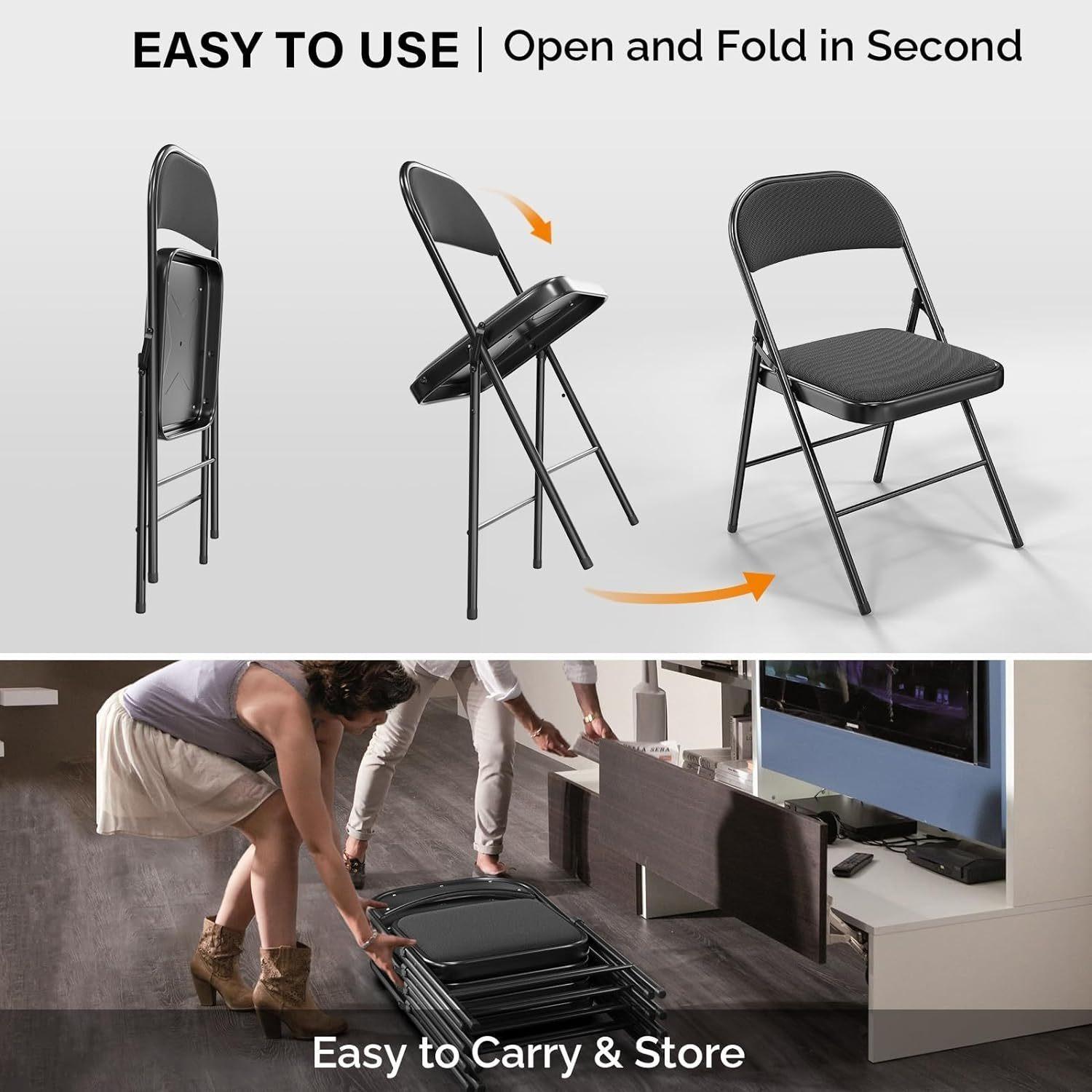 Folding versatile seating with Leather Padding - Sturdy Metal Frame, Foldable and Easy to Store for Indoor and Outdoor Use at Office （Shipping not included）