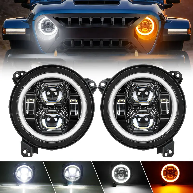 9" LED Halo Headlights with Turn Signals for 2018-2026 Wrangler & Gladiator