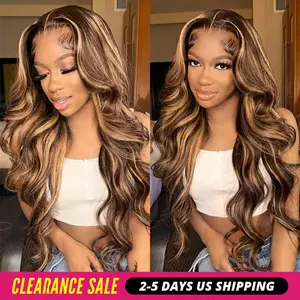 P4 27 Honey Blonde Highlight Body Wave Lace Front Wig 13x4 Brown Colored Human Hair Wigs For Women 180% Density
