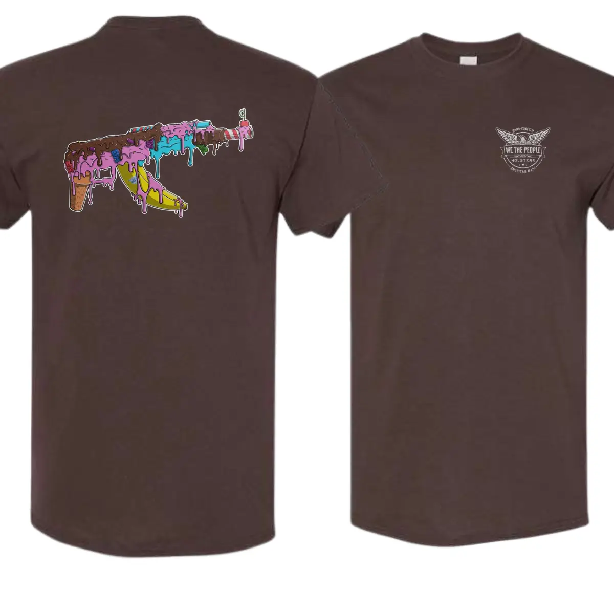 Drippy AK-47 T-Shirt – Colorful Melting Gun Graphic Tee for Men, Soft Cotton, Breathable, Streetwear, Tactical, Urban Fashion, USA Casual Wear