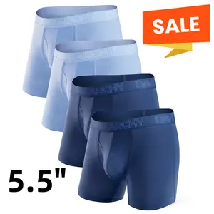 DAVID ARCHY Men's Boxer Briefs (4/7 Pack) - Navy Blue/Airy Blue-5.5 in 4 Pack Mens Underwear, Soft Rayon-from-Bamboo Spandex Fabric, Moisture-Wicking, Dry, Cool, Support Fly Pouch, Mensfashion Menswear Clearance, Fit for Father's Day Gift,summervibes