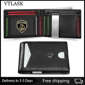 VTLASK Men's Slim Carbon Fiber Wallet 11 Card Slots withRFID Blocking