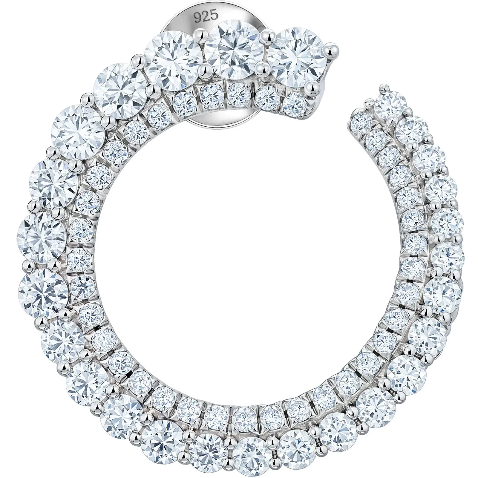 Heinlov 925 Sterling Silver Moissanite Hoop Earrings for Women Dual Halo 20 mm Round, 2.2 CTW, D Color VVS1, 126 stones, staggered two-row prong setting, pair weight 4.12 g, removable push backs