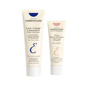 Embryolisse Glow & Hydration Duo PINK. Lait-Crème Concentré & Radiant Complexion Cream. Moisturizers with Hyaluronic Acid and Shea Butter