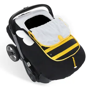 Baby Car Seat Cover Winter Infant Carseat Canopy, Warm Plush Fleece Shield Covers to Protect Baby from Cold Wind Snow