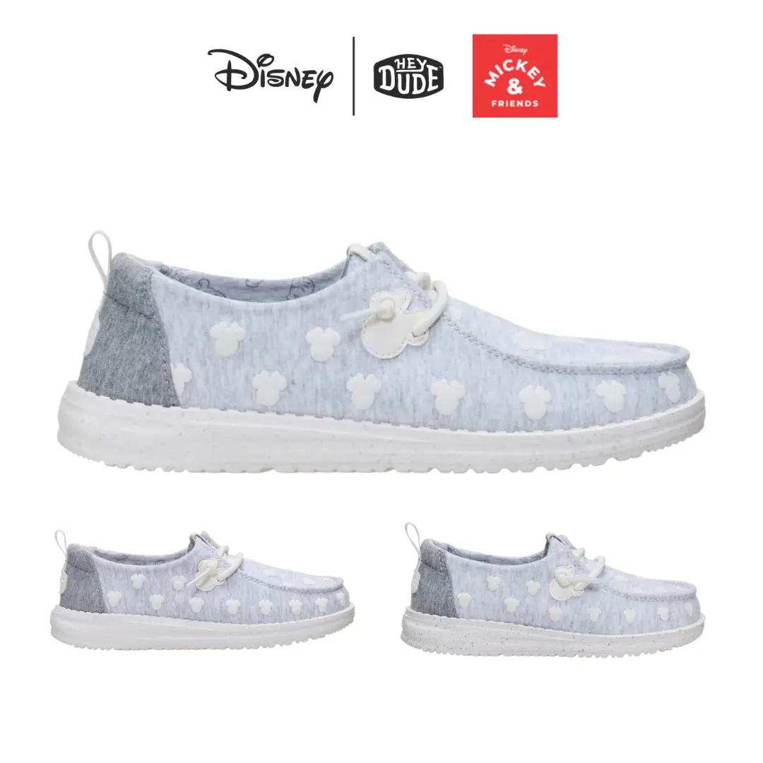 Disney's Minnie Mouse x HEYDUDE Wendy Minnie Stretch Jersey - Comfortable Slip on Shoes for Family Vacation