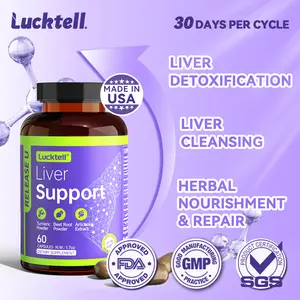 LUCKTELL Liver Support Herbal Dietary Supplements - 60 Capsules with Turmeric Powder, Milk Thistle Powder, Vitamins, Gluten-Free for Liver Detox, Repair & Regeneration, Herbal Supplements