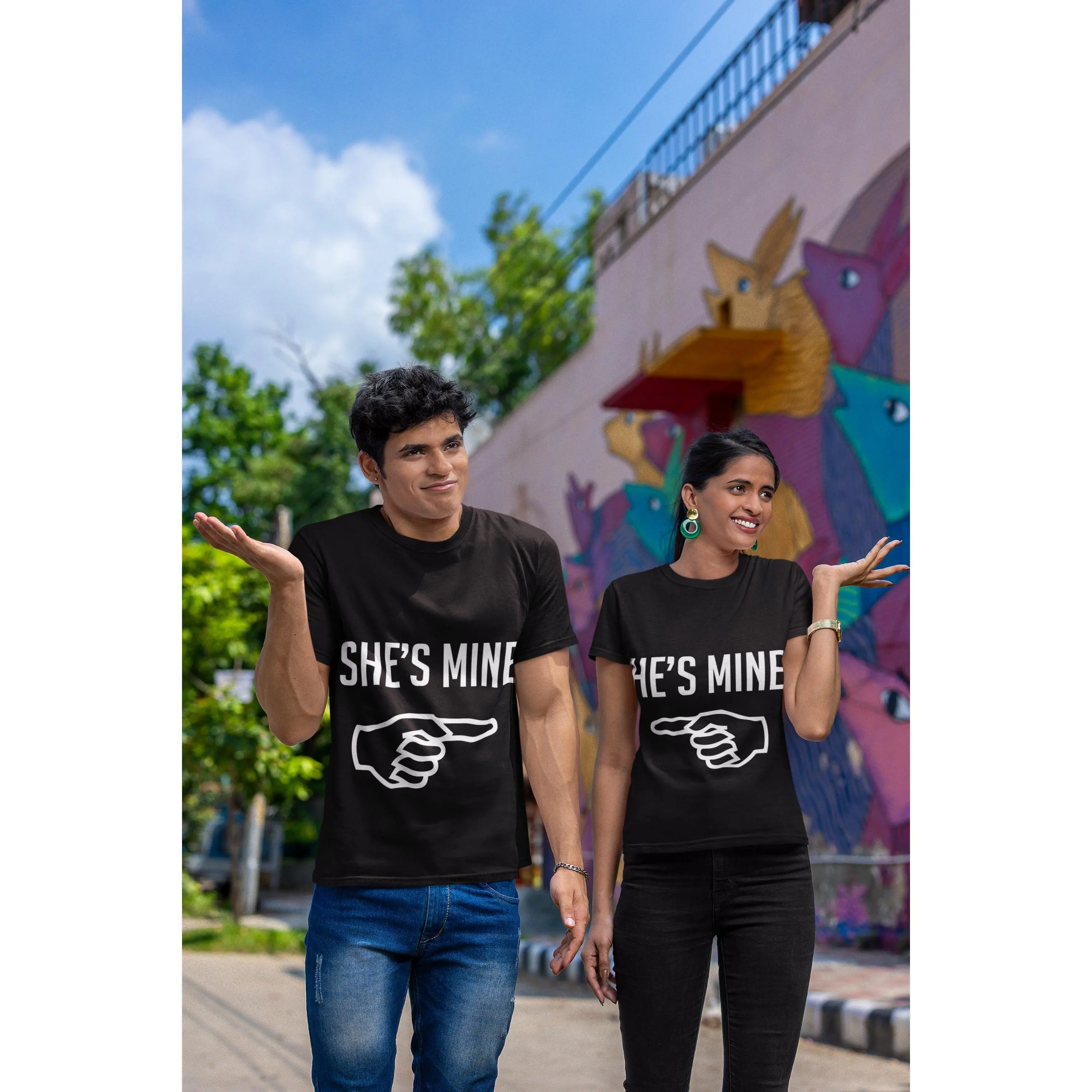 She's/He's Mine Shirt in Black Matching Shirt, Cute Couple Shirts, Casual Couples Clothing, Couple Matching shirts, Custom shirt, T-shirts for couples, love tees, Funny couples shirt