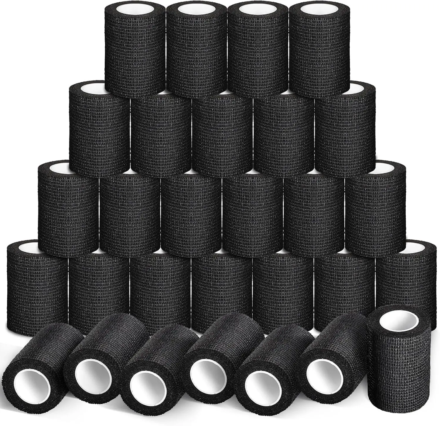 60 Pack Black Self Adhesive Bandage Wrap Bulk 3 Inch x 5 Yards Cohesive Bandage,Vet Wrap Breathable Elastic Self-Adherent Tape for Stretch Athletic Sports Wrist Ankle Dogs Pet Vet Wrap