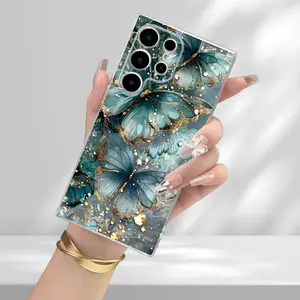 Samsung Phone Case- Butterfly Dance Golden Pattern Spring Summer Birthday Gift Durable Drop-Proof Transparent Phone Case for Men and Women, Compatible with Samsung Galaxy S26 ULTRA/S26 A56/S25 ULTRA/S24 ULTRA/S23