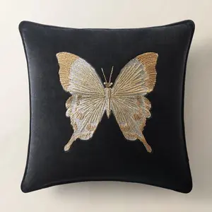 Z Gallerie Bella Butterfly 20" Square Soft Pillow, Home Decor Room Cozy Accessory, Smooth Black Backdrop with Removable Insert, Square Cushion, Soft Cushion
