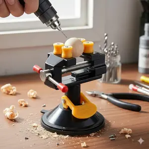360° Rotating Flat Jaw Clamp with Aluminum Vacuum Base for Heavy-Duty Precision Workholding Hardware. Detachable Assembly for Metal Woodworking, CNC Machine Anti-Slip Vise & Drilling Positioning System.